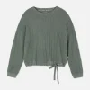 Super Soft Ribbed Bow Pajama Top