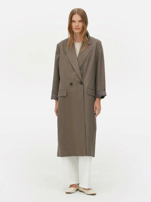 The Edit Double-Breasted Duster Coat