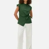 Tie Front Cap Sleeve Shirt
