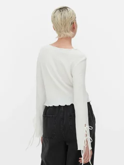 Tie Sleeve Crinkle Top