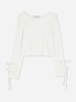 Tie Sleeve Crinkle Top