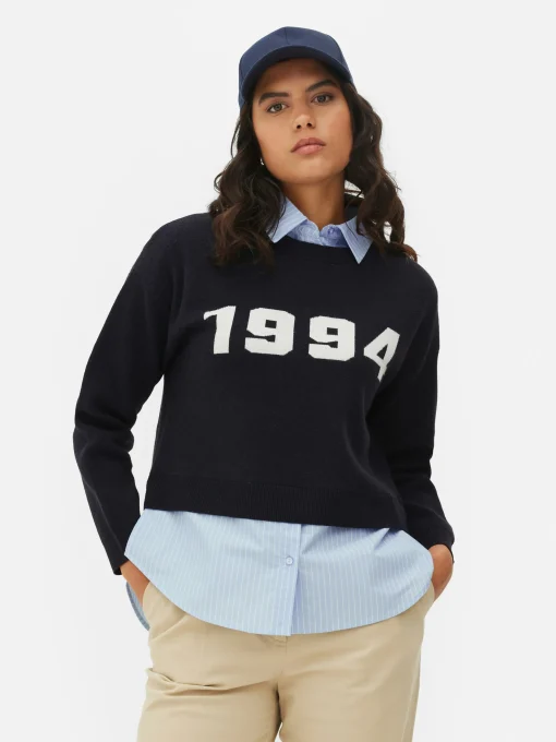 Two-in-One Slogan Sweater And Shirt
