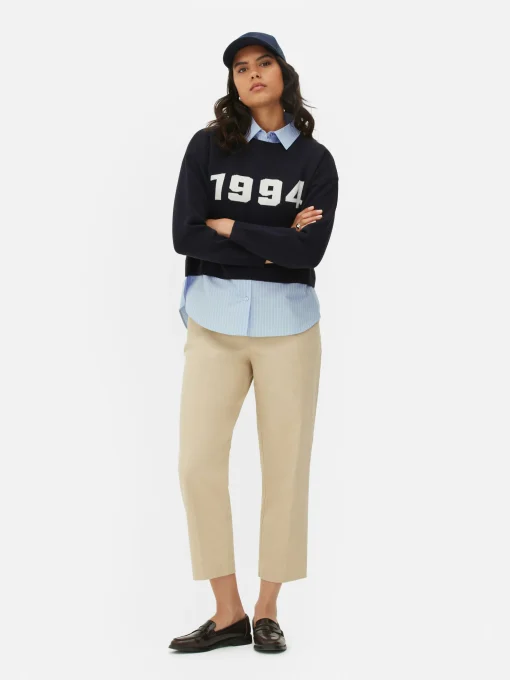 Two-in-One Slogan Sweater And Shirt