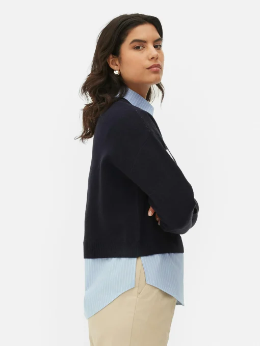 Two-in-One Slogan Sweater And Shirt