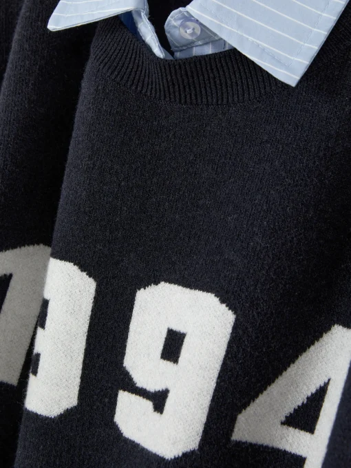 Two-in-One Slogan Sweater And Shirt