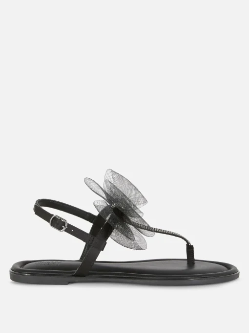 Wide Fit Mesh Bow Sandals
