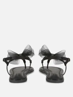 Wide Fit Mesh Bow Sandals