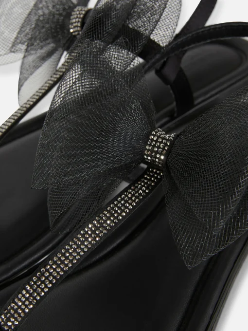 Wide Fit Mesh Bow Sandals