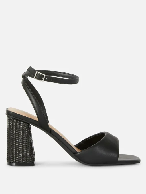 Wide Fit Raffia Heeled Sandals