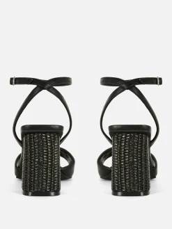 Wide Fit Raffia Heeled Sandals