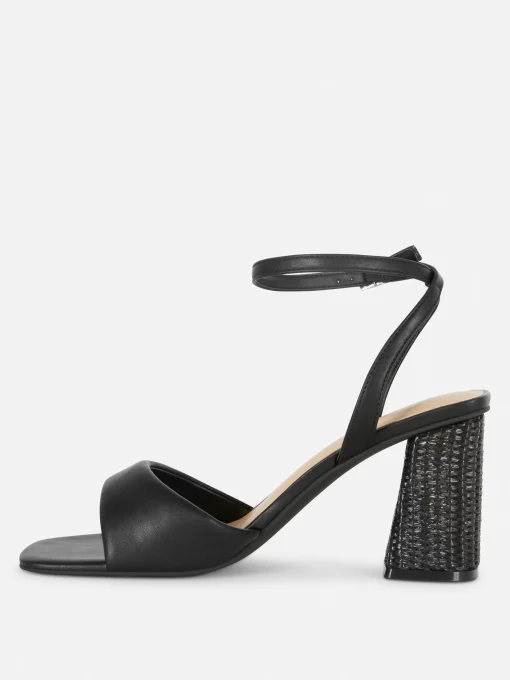 Wide Fit Raffia Heeled Sandals